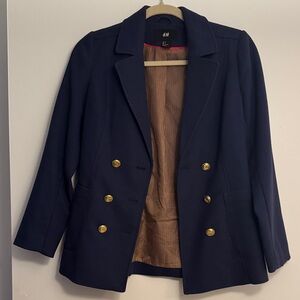 H&M Navy Blazer with Gold Accents